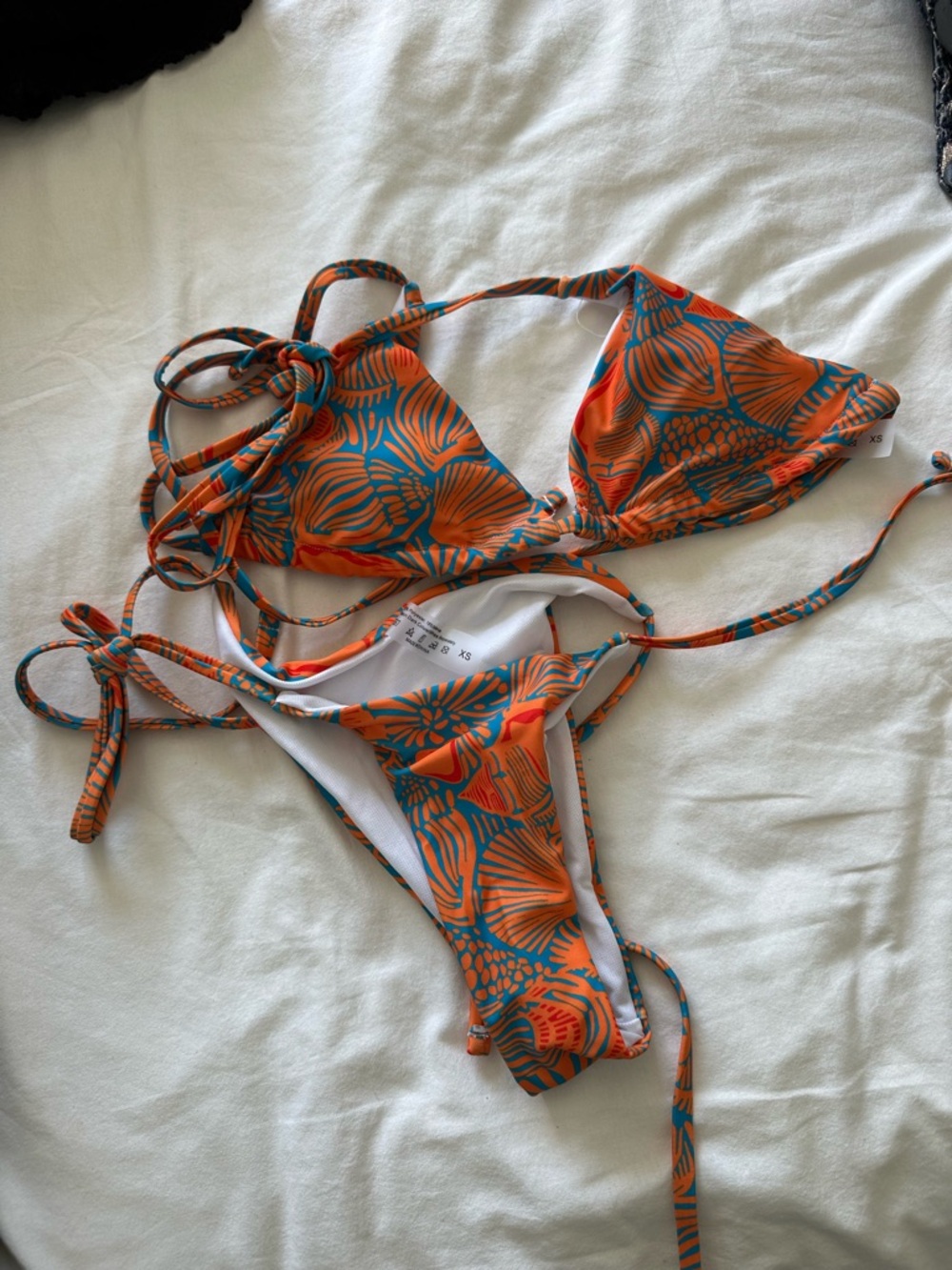 💗5 for $15💗 NWT Size XS Orange & Teal Floral String Bikini